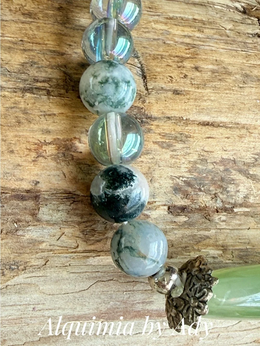 Moss agate beaded bracelet prosperity for Gemini ♊️